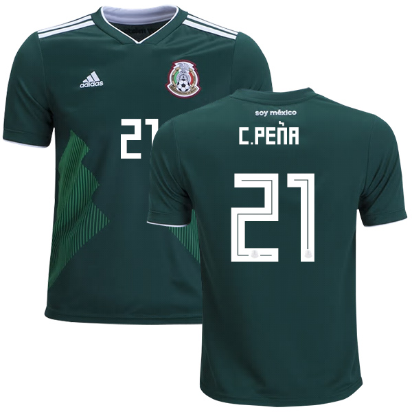Mexico #21 C.Pena Home Kid Soccer Country Jersey